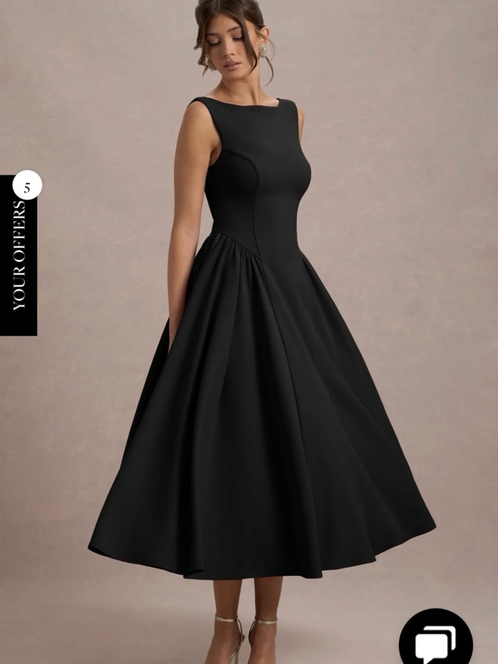 MURIEL
Black Boat-Neck Volume-Hem Midi Dress - Picture 3 of 3